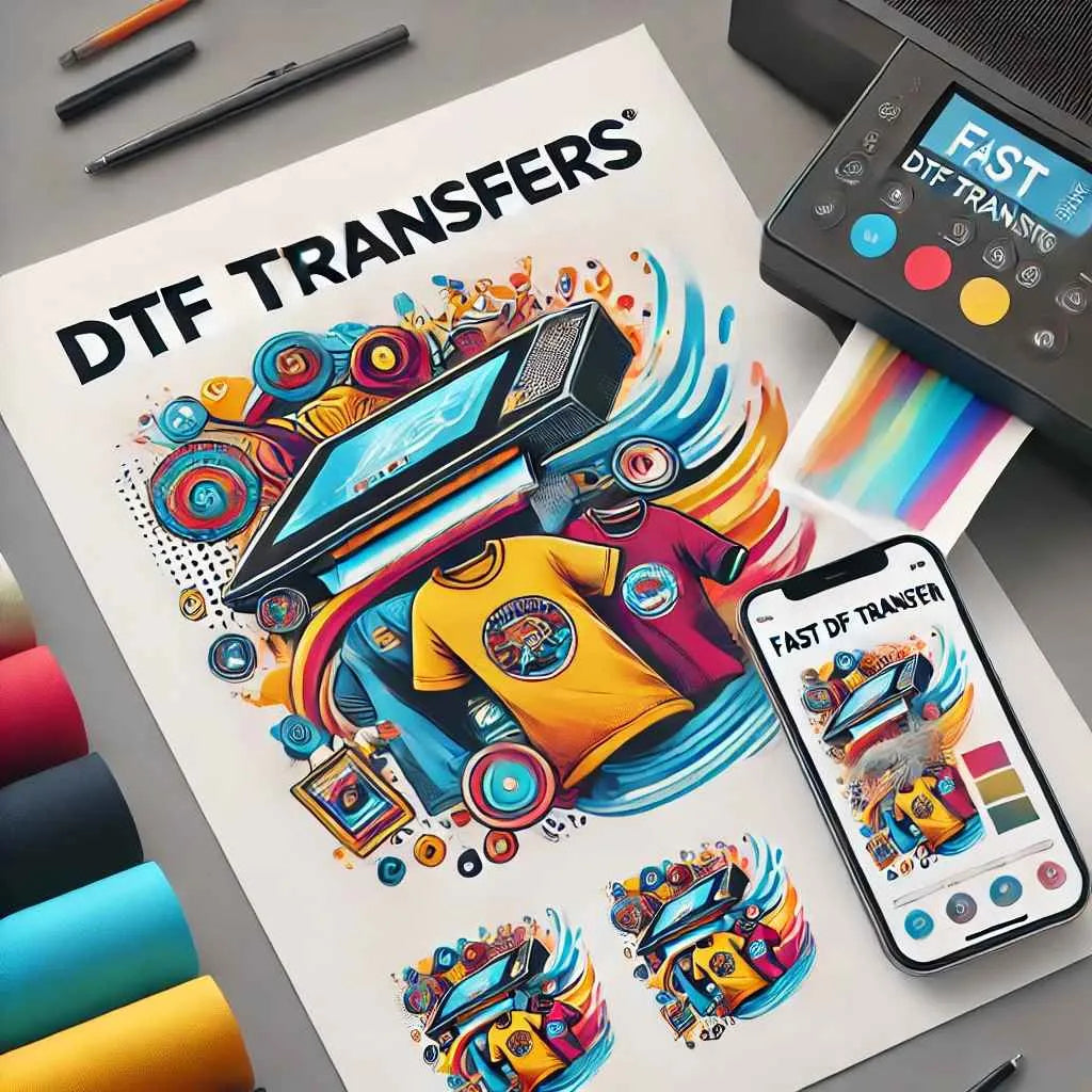 DTF Transfers collection index image showcasing vibrant and durable designs ready for heat press application.