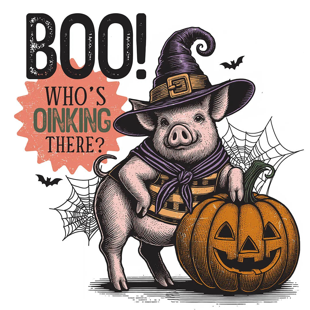 Boo! Whos Oinking There? | Fun Halloween DTF Transfer