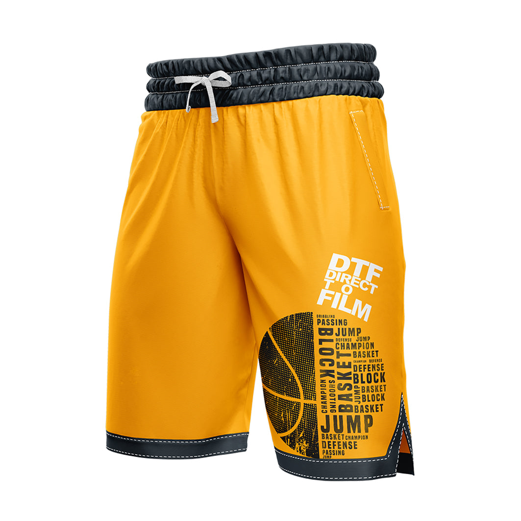 Fast DTF Transfer | Yellow Boxer Shorts With BasketBall Transfer