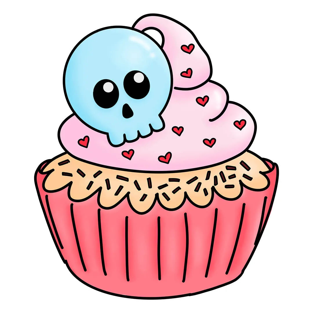 Cute Cupcake Skull Pastel Valentine Transfer