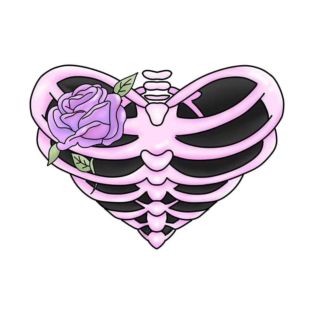 Chibi Heart Skeleton Kawaii Valentine Transfer