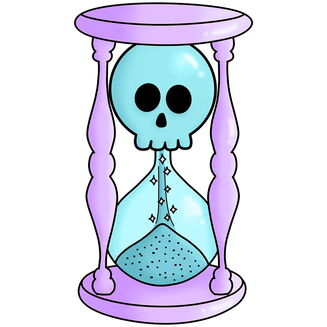 Kawaii Skull Hourglass Pastel Valentine Transfer