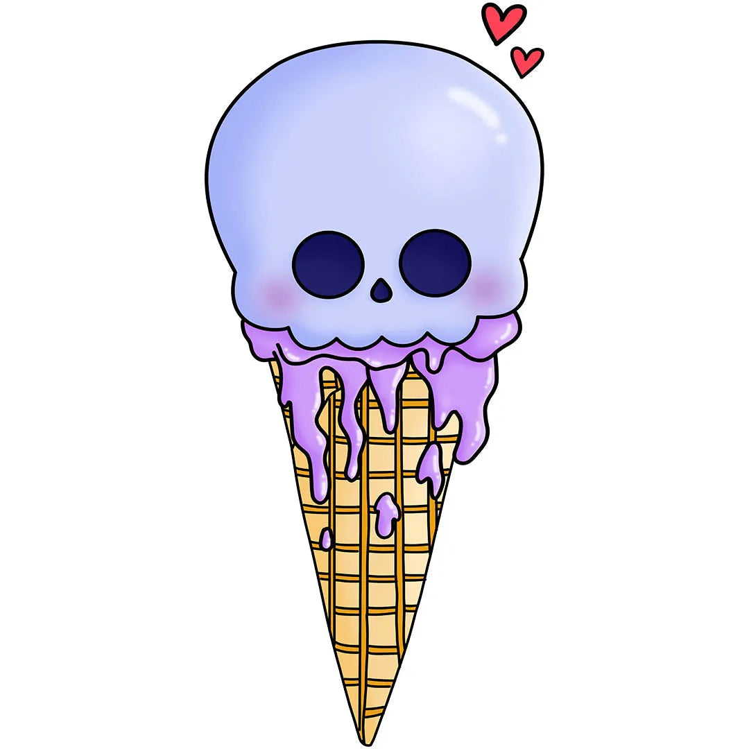 Kawaii Ice Cream Skull Pastel Valentine Transfer