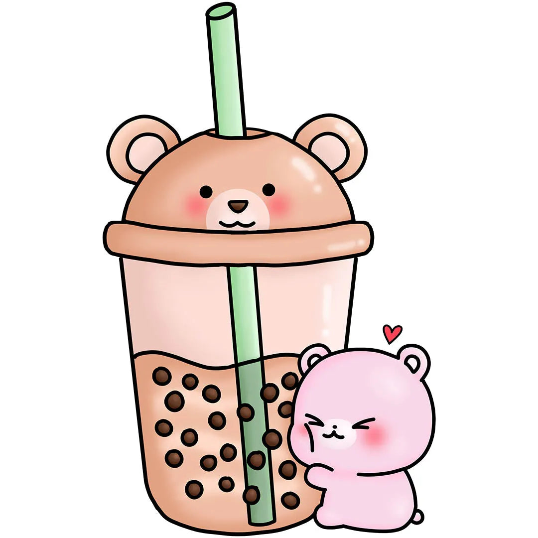 Cute Boba Tea Bear Pastel Valentine Transfer