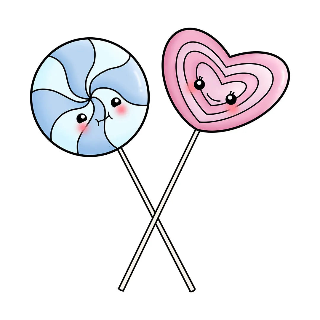 Kawaii Lollipop Couple Pastel Valentine Transfer