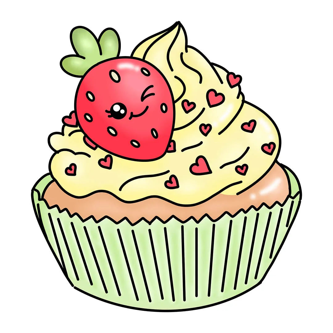 Cute Cupcake Strawberry Kawaii Valentine Transfer