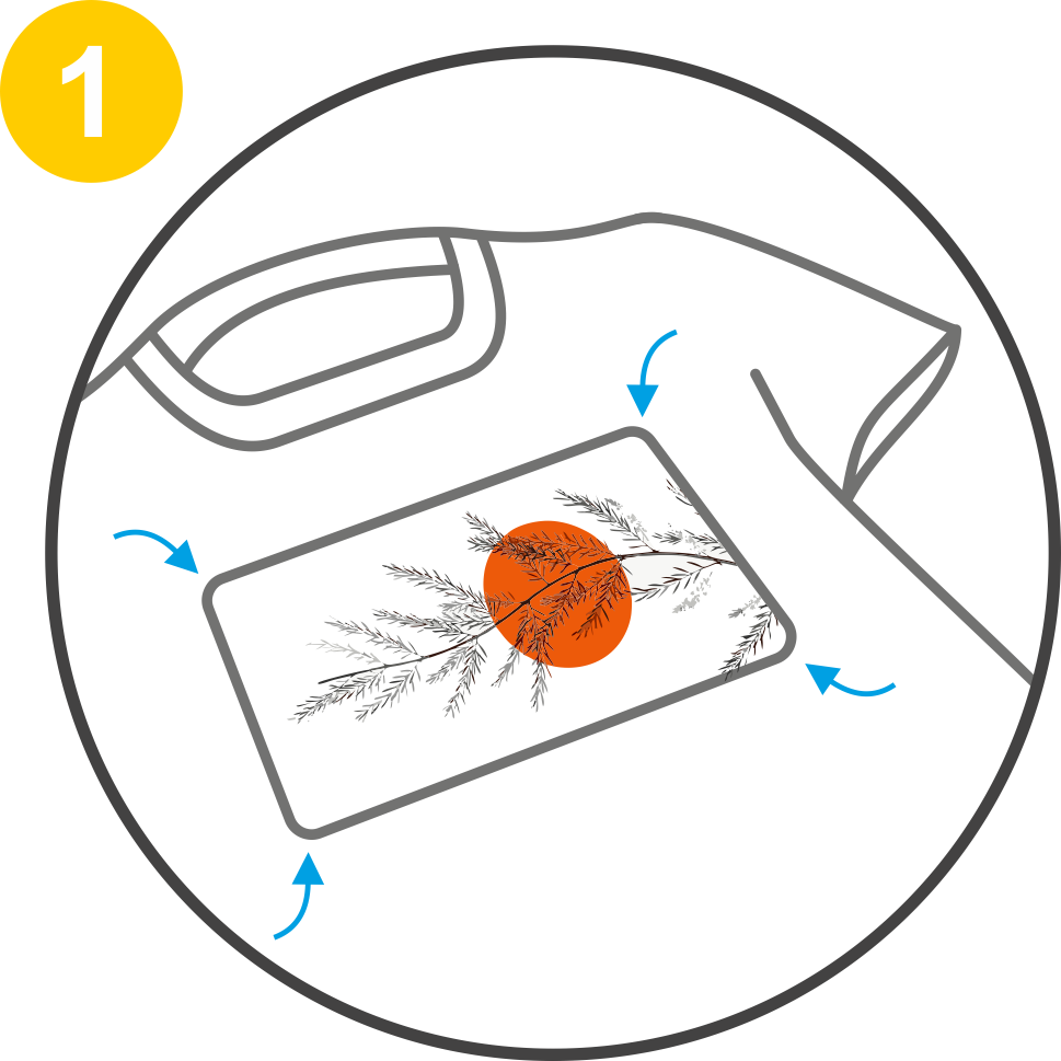 Fast DTF Transfer | Applying the transfer: The DTF transfer film is placed face down on the prepared surface.